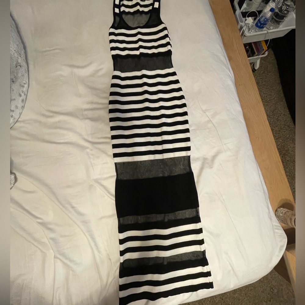 Black/ white long dress with lace
